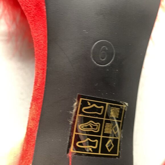 PrettyLittleThing NWTs Red Feathered High Heel Strappy Sandals Size 6 - Picture 7 of 10